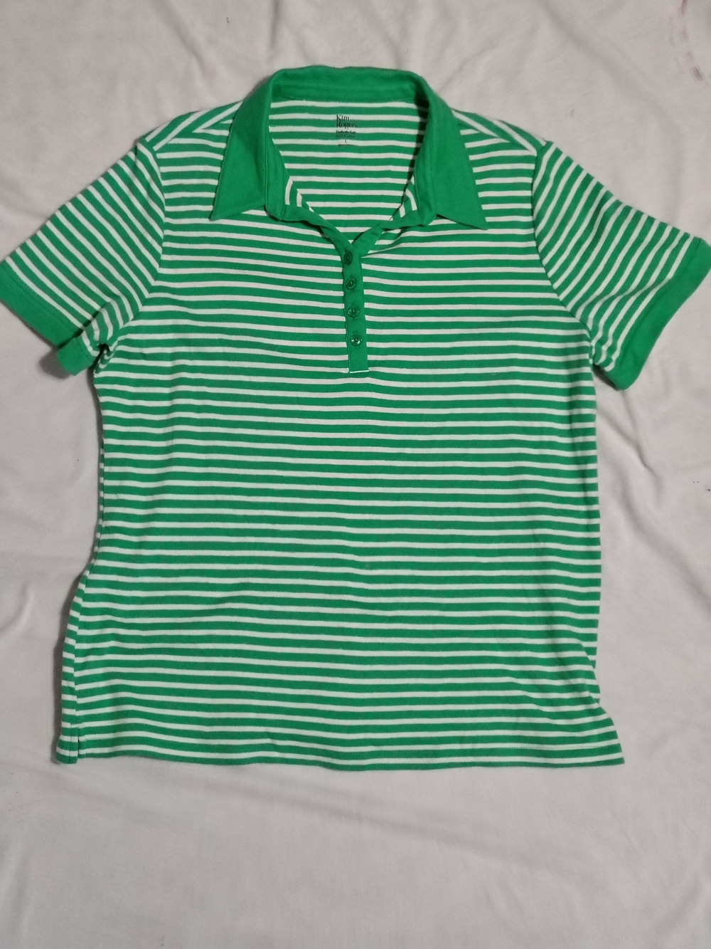 Kim Rogers Green and White Striped Tee